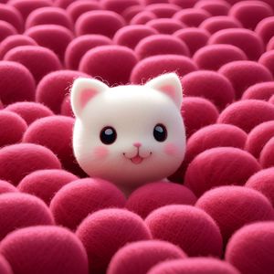 Preview wallpaper kitten, cute, balls, knitting, plush, art