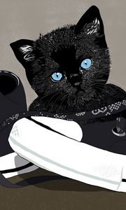 Preview wallpaper kitten, sneakers, art, illustration, cute