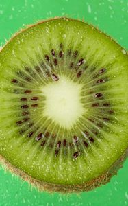 Preview wallpaper kiwi, fruit, slice, macro, green