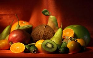 Preview wallpaper kiwi, pears, oranges, coco, fruit, allsorts