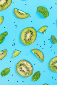 Preview wallpaper kiwi, slices, mint, leaves, grains