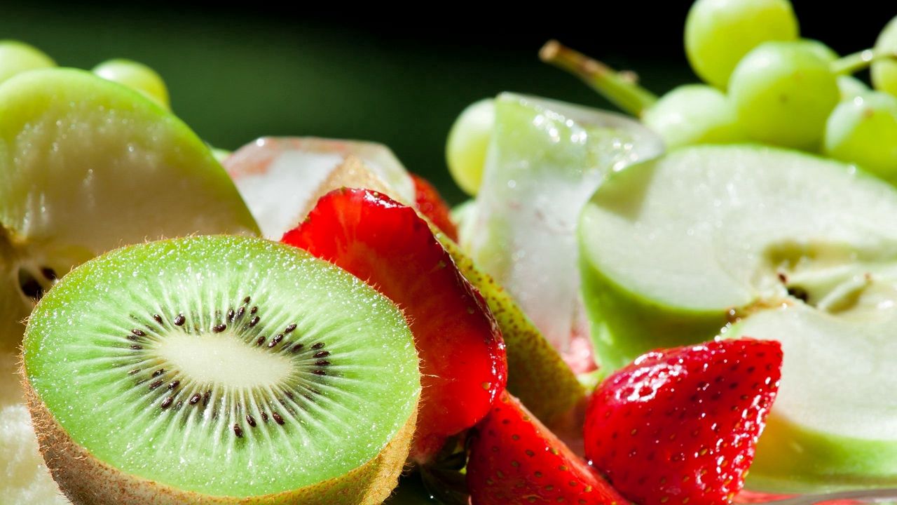 Wallpaper kiwi, strawberry, apples, fruit, ripe, juicy, allsorts