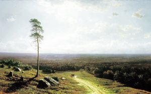 Preview wallpaper klodt, painting, art, tree, vehicle, field, road