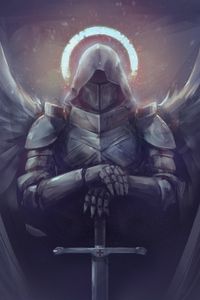 Preview wallpaper knight, angel, sword, art