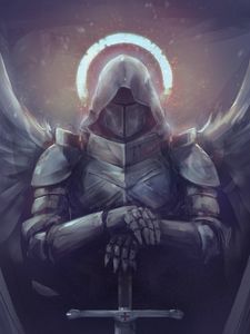 Preview wallpaper knight, angel, sword, art