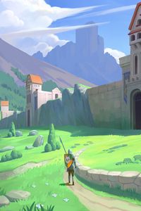 Preview wallpaper knight, warrior, castle, middle ages, fantasy, art