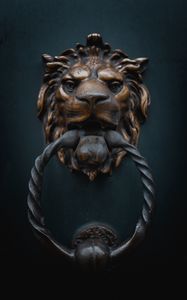 Preview wallpaper knoker, door, lion, iron, metal