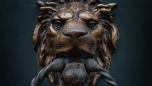 Preview wallpaper knoker, door, lion, iron, metal