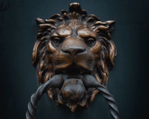 Preview wallpaper knoker, door, lion, iron, metal