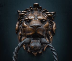 Preview wallpaper knoker, door, lion, iron, metal