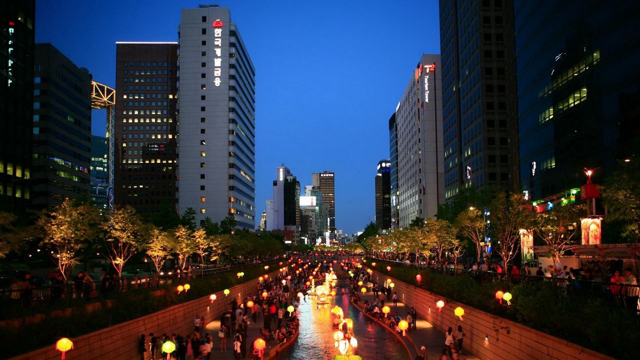 Wallpaper korea, asia, seoul, south korea, night, city, lights city