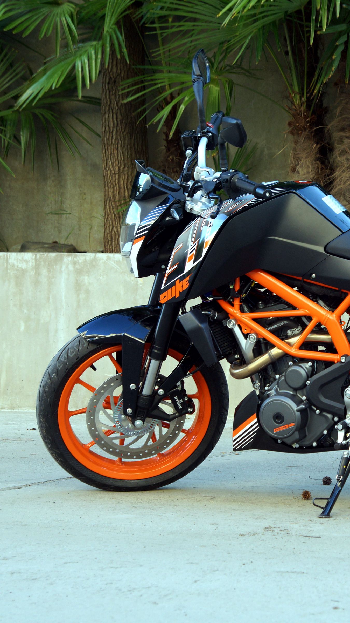 1350x2400 Wallpaper ktm, motorcycle, bike, black, orange, moto