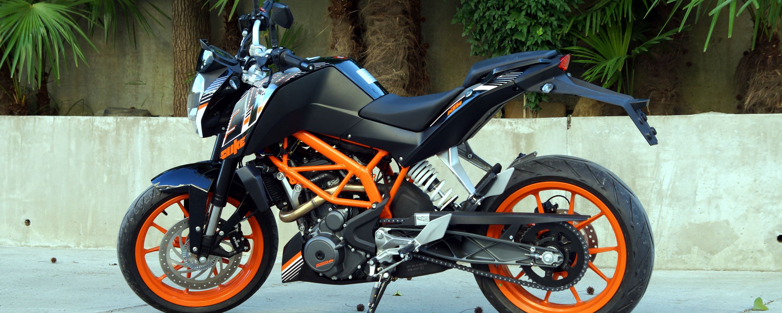 2560x1024 Wallpaper ktm, motorcycle, bike, black, orange, moto