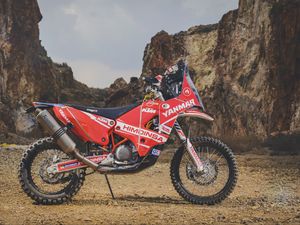 Preview wallpaper ktm, motorcycle, bike, red, canyon