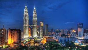 Preview wallpaper kuala lumpur, malaysia, skyscrapers, night, city lights