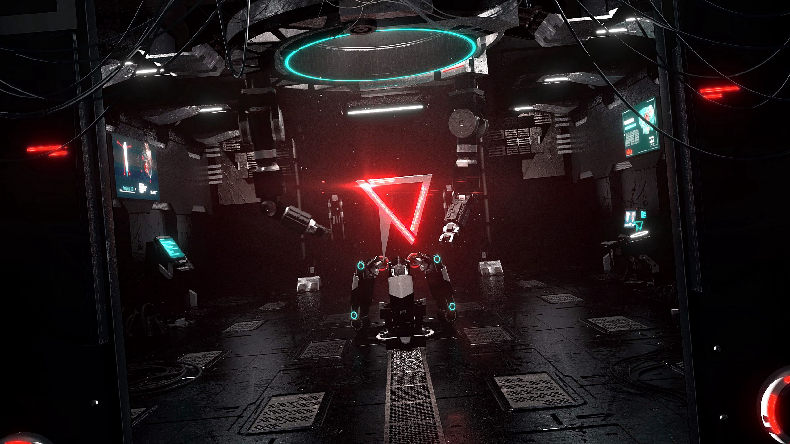 2560x1440 Wallpaper laboratory, sci-fi, mechanism, device, light