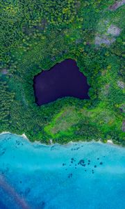 Preview wallpaper lagoon, island, aerial view, sea, coast