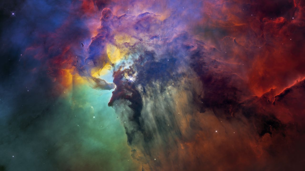 Wallpaper lagoon nebula, nebula, stars, dark, space