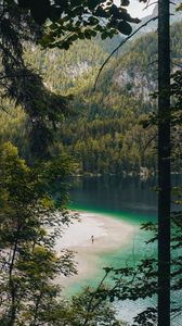 Preview wallpaper lake, beach, forest, mountains, nature