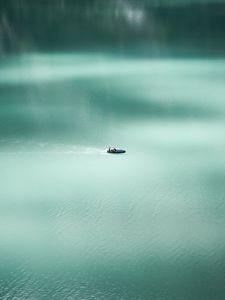 Preview wallpaper lake, boat, minimalism, water, surface, calm