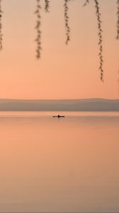 Preview wallpaper lake, boat, twilight, water, shore
