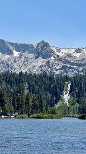 Preview wallpaper lake, bridge, forest, mountains, nature