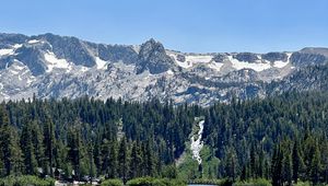 Preview wallpaper lake, bridge, forest, mountains, nature