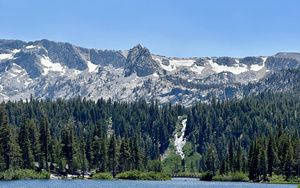 Preview wallpaper lake, bridge, forest, mountains, nature