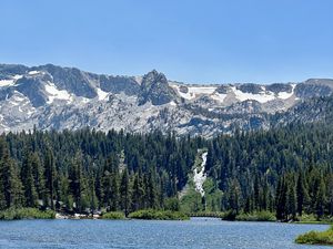 Preview wallpaper lake, bridge, forest, mountains, nature