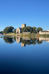 Preview wallpaper lake, buildings, houses, trees, reflection