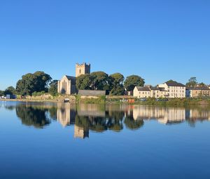 Preview wallpaper lake, buildings, houses, trees, reflection