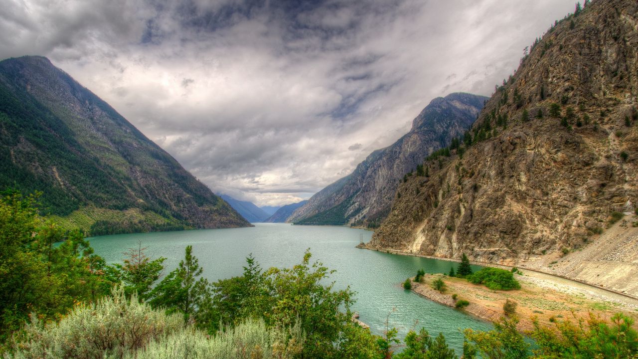 Wallpaper lake, canada, mountain, landscape, seton lillooet, hdr, nature