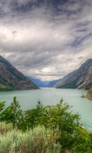 Preview wallpaper lake, canada, mountain, landscape, seton lillooet, hdr, nature