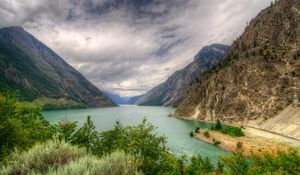 Preview wallpaper lake, canada, mountain, landscape, seton lillooet, hdr, nature