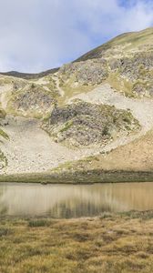 Preview wallpaper lake, canillo, grass, hills, andorra