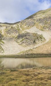 Preview wallpaper lake, canillo, grass, hills, andorra