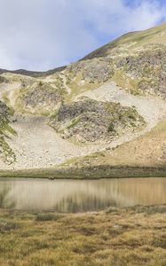 Preview wallpaper lake, canillo, grass, hills, andorra