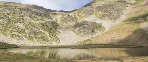 Preview wallpaper lake, canillo, grass, hills, andorra