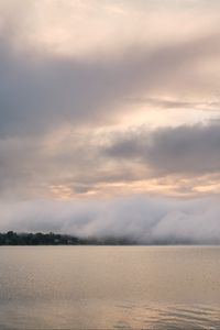 Preview wallpaper lake, clouds, fog, nature, landscape