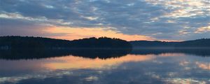 Preview wallpaper lake, clouds, reflection, sky, sunset, landscape