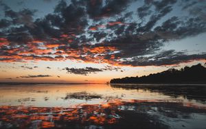Preview wallpaper lake, clouds, reflection, dusk, nature