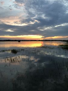 Preview wallpaper lake, clouds, reflection, twilight, landscape