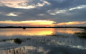 Preview wallpaper lake, clouds, reflection, twilight, landscape