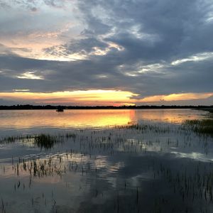 Preview wallpaper lake, clouds, reflection, twilight, landscape