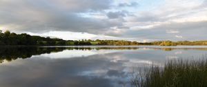 Preview wallpaper lake, clouds, sky, trees, landscape