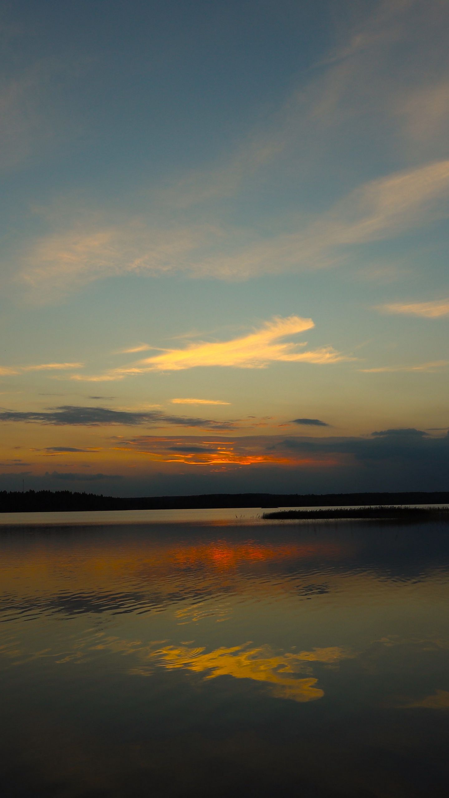 1440x2560 Wallpaper lake, clouds, sunset, sky, nature, dark