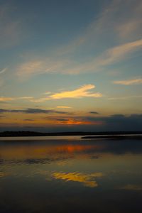 Preview wallpaper lake, clouds, sunset, sky, nature, dark