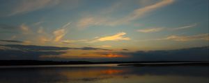 Preview wallpaper lake, clouds, sunset, sky, nature, dark