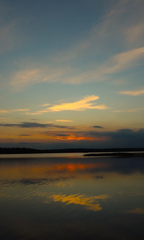 480x800 Wallpaper lake, clouds, sunset, sky, nature, dark