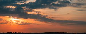 Preview wallpaper lake, clouds, sunset, evening